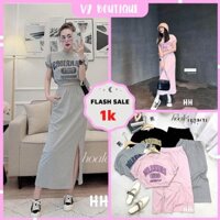 Bộ Chân Váy Áo Nữ WARRIORS | Set Áo Váy Nữ Xẻ Vạt Chất Cotton 3 Màu