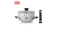 Bộ chảo sâu lòng xửng hấp 24cm inox 3 lớp đáy liền Kimscook T&K Blackcube Korea