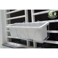 Bộ chậu nhựa trồng rau và kệ treo ban công màu trắng 64cm x  22 cm