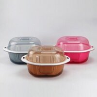 Bộ chậu rổ nhựa bầu 2 lớp có kèm nắp to 40x28x22cm