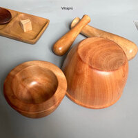 Bộ Chày Cối Giã Gia Vị, Giac Cua, Dằm Đồ Ăn Nhỏ, Chày Cối Gỗ Nguyên Khối Đẹp