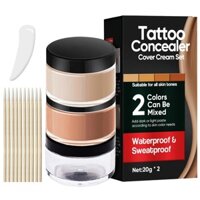 Bộ che khuyết điểm chuyên nghiệp Tattoo Concealer Cover Cream Set 20g*2 che hình xăm, sẹo, vết thâm, bạch tạng của Mỹ