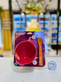 Bộ chén ăn dặm đế chống trơn và muỗng silicone B.Box - Màu hồng (6 tháng)