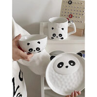 Bộ chén / bát đĩa gốm sứ cao cấp Gấu Panda Gấu Trúc đáng yêu dễ thương