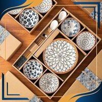 Bộ chén bát đĩa sứ Nhật Bản họa tiết trang nhã, sang trọng họa tiết 3d sắc nét