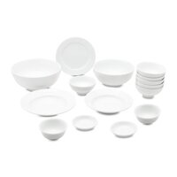 Bộ chén bát sứ cao cấp 15 thứ trắng Long Phương