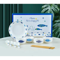 BỘ CHÉN DĨA 14 MÓN MẪU CÁ PHONG CÁCH NHẬT