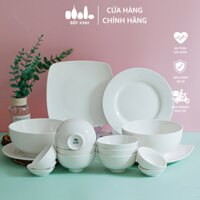 Bộ chén dĩa 16 món cỡ vừa trắng trơn - Sứ Minh Châu - B16V