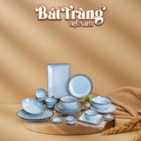Bộ chén đĩa Bát Tràng 19 món hoả biến xanh ngọc BĐ-48