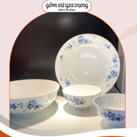BỘ CHÉN DĨA, BỘ BÁT DĨA 4 SẢN PHẨM GỐM SỨ MINH LONG - HOA VĂN THANH XUÂN - KÈM HỘP