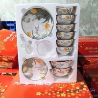 Bộ chén dĩa cao cấp 17 món DC. Kiểu dáng sang trọng, nhiều bông.