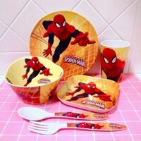 Bộ Chén / Dĩa / Đĩa / Cốc Đựng Thức Ăn Hình Người Nhện Độc Đáo Tiện Dụng Cho Bé