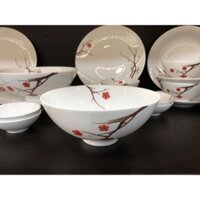 Bộ Chén Dĩa Sứ Cao Cấp Minh Long 9 sản phẩm Daisy Hồng Mai