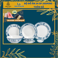 Bộ chén dĩa sứ Minh Long 6 người 24 sản phẩm  Jasmine Thôn Dã dùng cho gia đình, sứ đẹp cao cấp dùng đãi khách