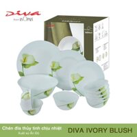 Bộ chén đĩa thủy tinh Diva Ivory I.B 12 món - 10 món (La Opala)