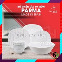 Bộ chén đĩa thủy tinh opal 10 món PARMA bền gấp 3 lần thủy tinh thường [TÂY BAN NHA]