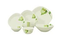 Bộ chén đĩa thủy tinh vuông tròn Diva Ivory Blush 12 món (La Opala)