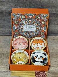 Bộ chén đũa Tmark gồm 4 chi tiết họa tiết sinh động và thanh lịch (Kiện 24 bộ)