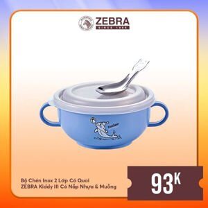 Bộ chén hai lớp có quai nắp nhựa và muỗng Zebra 184287