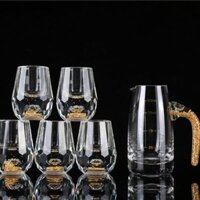 Bộ chén rượu pha lê mắt trâu vàng 24k 15ml