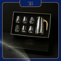 Bộ chén rượu thuỷ tinh nhỏ vàng 24k. Bộ quà tặng sang trọng