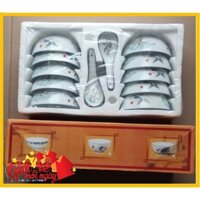 Bộ chén sứ Bát ăn cơm Muỗng sứ họa tiết cao cấp