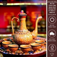 Bộ Chén Uống Rượu Men Hoàng Thổ Vẽ Tay Hoa Phù Dung BRBT 02