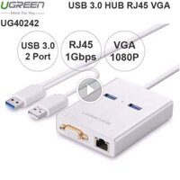 Bộ chia 2 cổng USB 3.0 – USB sang VGA RJ45 LAN gigabit Ugreen 40242