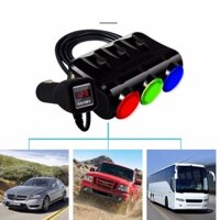 Bộ chia 3 nguồn tẩu thuốc ô tô kèm 2 cổng USB cao cấp 206489 ➕ Tặng 1 bộ 4 miếng dán tay nắm cửa xe M 239.