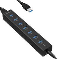 Bộ chia 7 cổng USB 3.0 Orico H7013-U3-AD (Hub USB Orico 7 Port có nguồn phụ)