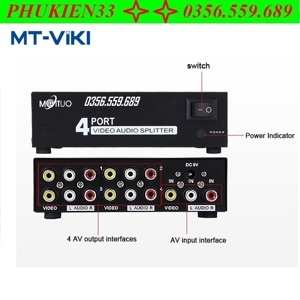 Bộ chia AV 1 ra 4 Mt-Viki MT-104AV