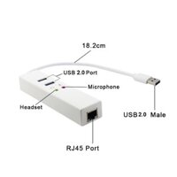 BỘ CHIA CỔNG USB ĐA NĂNG - HUB ĐA NĂNG CHIA 2 CỔNG USB 2.0 + CARD ÂM THANH + LAN RJ45