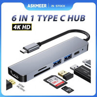 Bộ Chia Cổng Usb Type C 4 / 5 / 6 Trong 1 Otg Usb 3.0 HDMI-Tf Cho Macbook Laptop