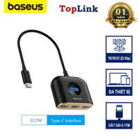 Bộ Chia Cổng USB/ Type C Ra 4 Cổng USB Baseus Square Round 4 in 1 ( Type C/ USB 3.0 to USB3.0*1+USB2.0*3 Smart Adapter)