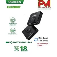 Bộ Chia Hdmi 1 ra 2 hoặc gộp 2 vào 1 (2 chiều) hỗ trợ 2k 4k @30Hz cao cấp Ugreen 50966 - Hàng chính hãng