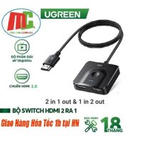 Bộ chia Hdmi 1 ra 2 hoặc gộp 2 vào 1 (2 chiều) chuẩn HDMI 2.0 4K@60Hz Ugreen 70607 - Hàng chính hãng