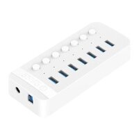 Bộ chia - HUB USB 3.0 7 cổng - Cáp dài 1m - Có Adapter - ORICO CT2U3-7AB-WH (Trắng)