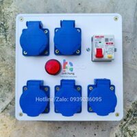 Bộ Chia Nguồn - Hộp Nguồn Công Nghiệp 5 Ổ Cắm - 16A 250V - Chống Cháy - Chịu Tải - Kèm Đèn Báo Nguồn Và Aptomat - HV0501