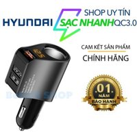 Bộ chia tẩu sạc ô tô HYUNDAI HY10 sạch nhanh chuẩn qc30 ba cổng sạc thông minh hành 3 tháng 1 đổi 1