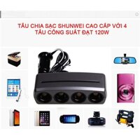 Bộ Chia Tẩu Sạc Ô Tô ,Xe Hơi Shunwei  4 Đầu Tẩu Công Suất 120W