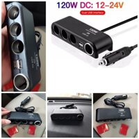 Bộ chia tẩu sạc ô tô xe hơi 12v-24v 4 cổng USB kép 120w mẫu mới loại tốt kèm 2 cầu chì dây chống cháy