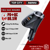 Bộ chia tẩu sạc ô tô, xe hơi Remax RCC-339 Củ sạc nhanh ô tô 3 cổng 88.5W Top City Bảo Hành 12 Tháng Lỗi 1 Đổi 1