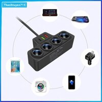 Bộ Chia Tẩu Sạc Trên Ô Tô – Chia 4 Đầu Tẩu Và 2 Cổng USB QC3.0 PD