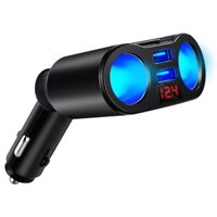 Bộ Chia Tẩu Sạc Xe Hơi Tích Hợp 2 tẩu 80W và 2 cổng USB Sạc Nhanh 3.1A, Có Màn Hình Led Báo Điện Áp Ác Quy 12V - 24V