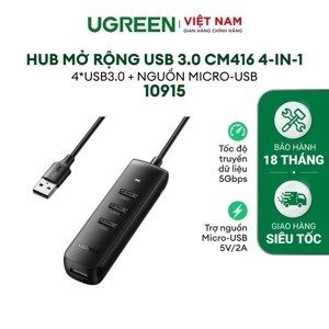 Bộ chia Type C 4 cổng USB 3.0 Ugreen 10916