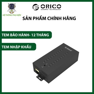 Bộ chia USB 2.0 công nghiệp 20 cổng vỏ kim loại cấp nguồn trực tiếp Orico IH20P
