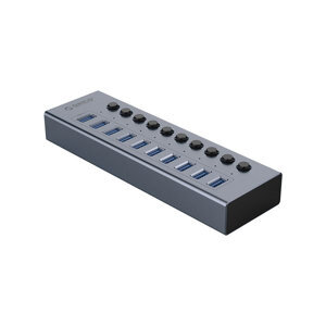 Bộ chia USB 3.0 10 cổng nguồn ngoài 12V vỏ nhôm Orico BT2U3-10AB