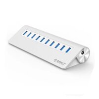 BỘ CHIA USB 3.0 10 CỔNG VỎ NHÔM NGUYÊN KHỐI HỖ TRỢ NGUỒN NGOÀI 12V-3A ORICO M3H10