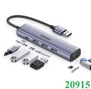 Bộ chia USB 3.0 ra 3 cổng USB 3.0 + Lan 1000Mbps Ugreen 20915