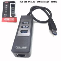 Bộ chia USB 3.0 ra 3 cổng USB 3.0 with Lan Gigabit Unitek Y-3045C